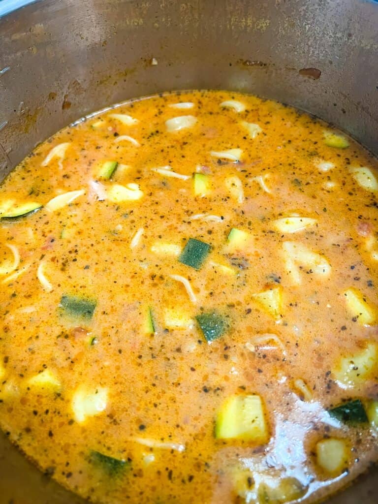 cream added to the instant pot tortellini soup