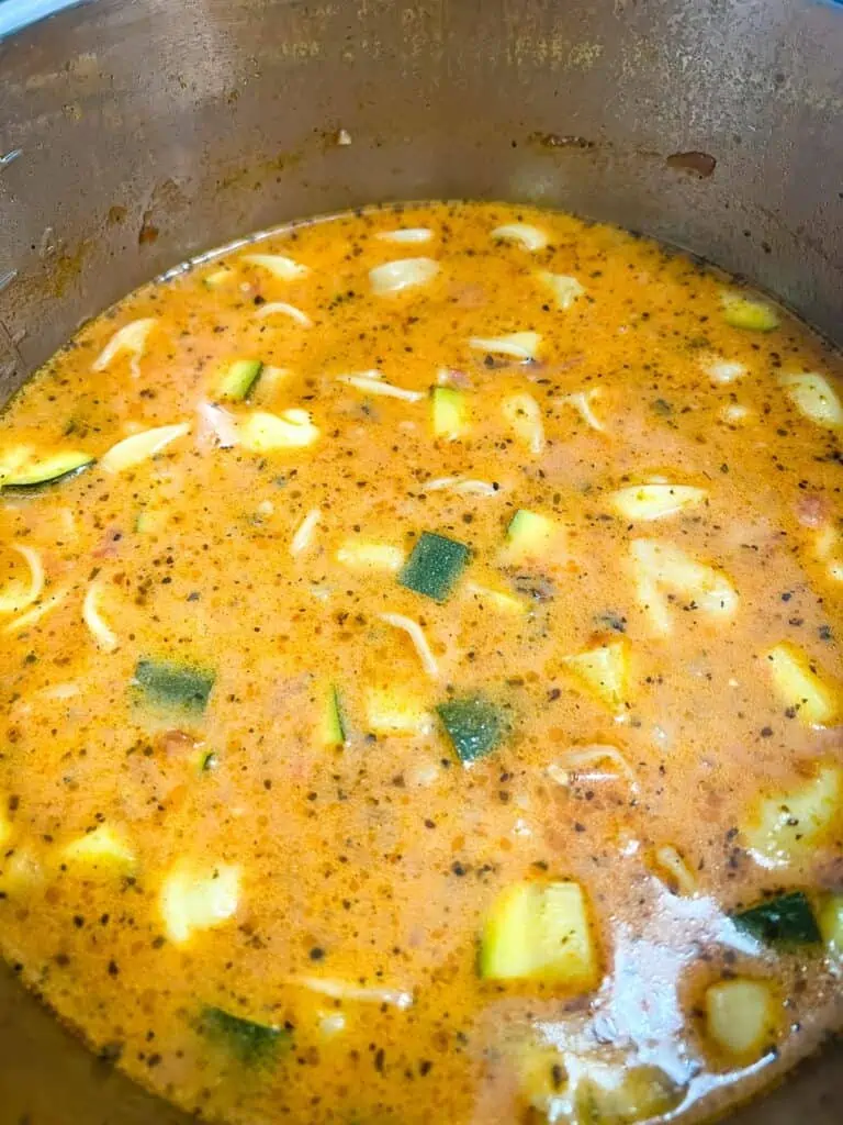 cream added to the instant pot tortellini soup