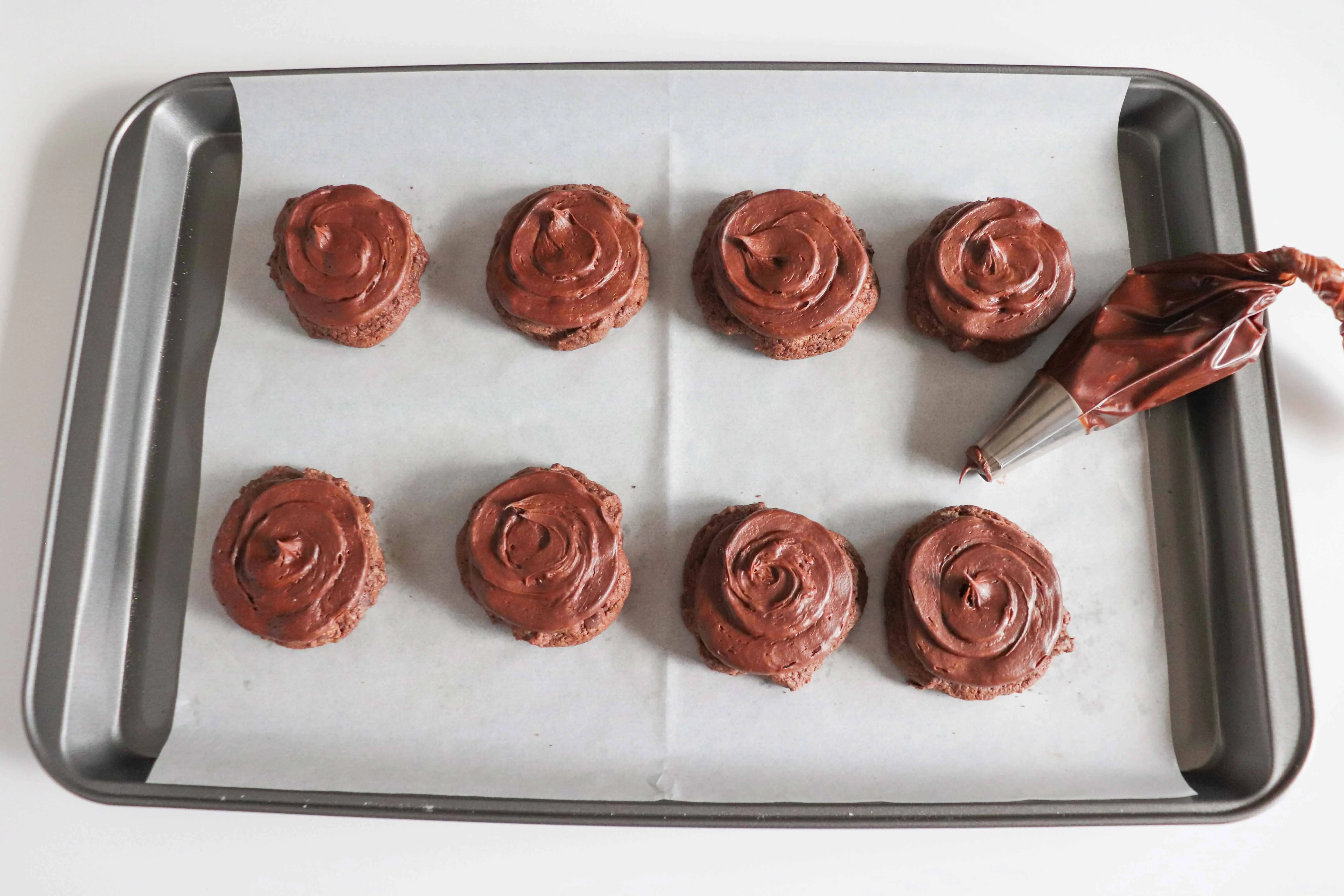 iced chocolate caramel cookies