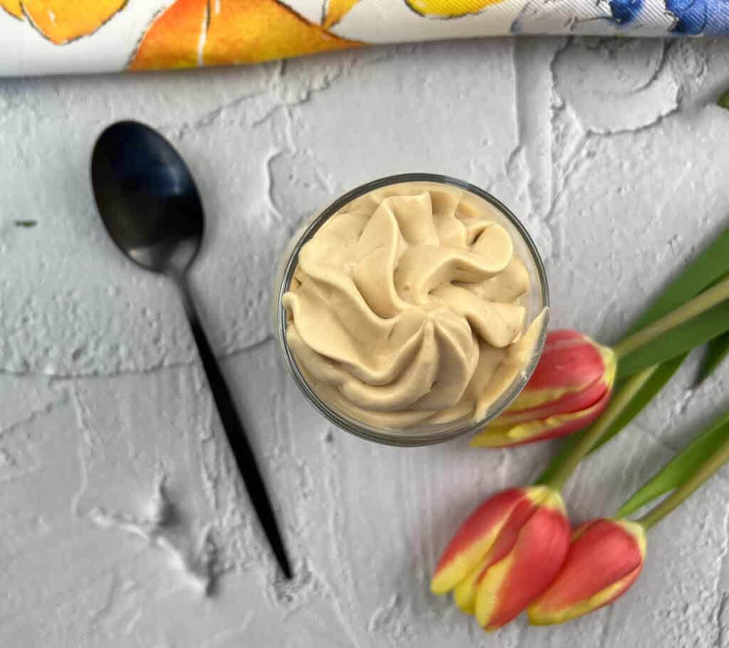 dulce de leche mousse in a dessert cup