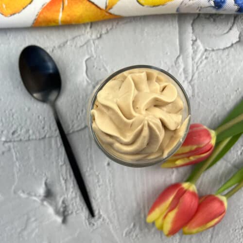 dulce de leche mousse in a dessert cup