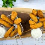 Air Fryer Chicken Fries in baskets with dipping sauce