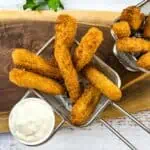 air fryer chicken fries in baskets