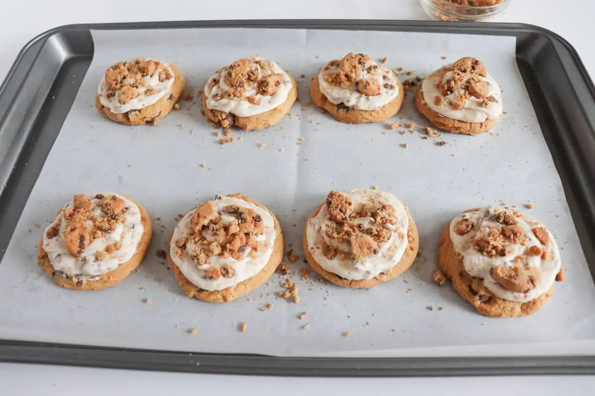 iced cookies topped with crumbs