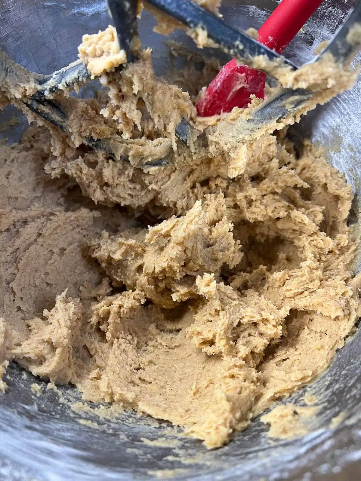 pumpkin snickerdoodle cookie dough after flour added