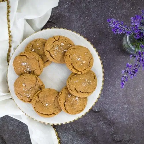 salted caramel brown butter snickerdoodles on a platter