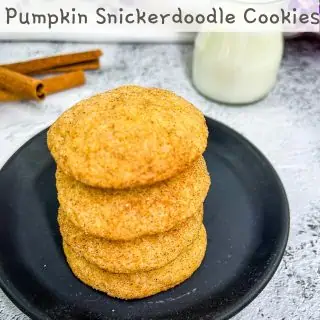 pumpkin snickerdoodle cookies in a stack