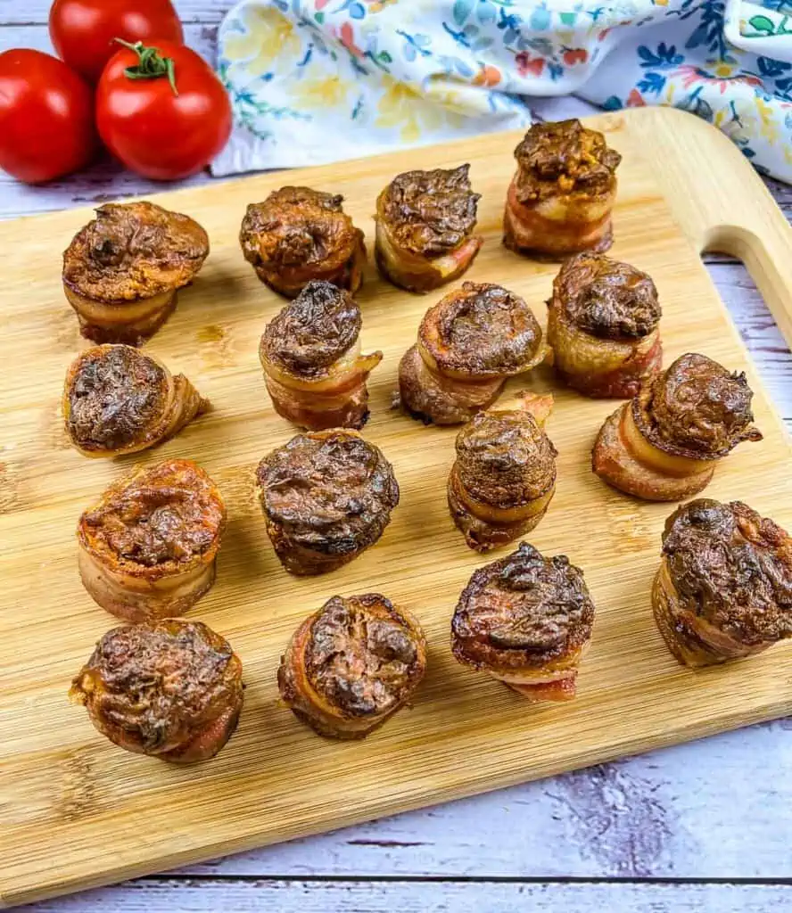 finished smoked pork shots on a cutting board