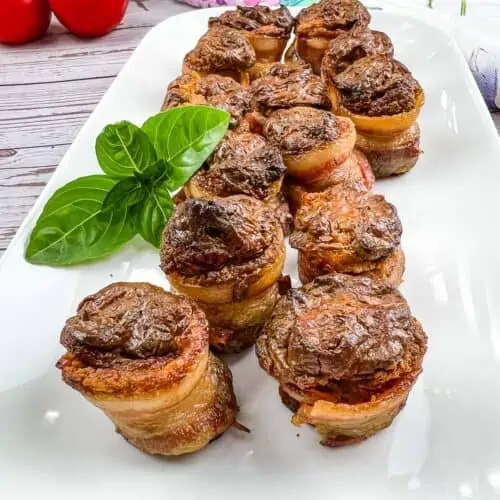 pork shots on a white platter