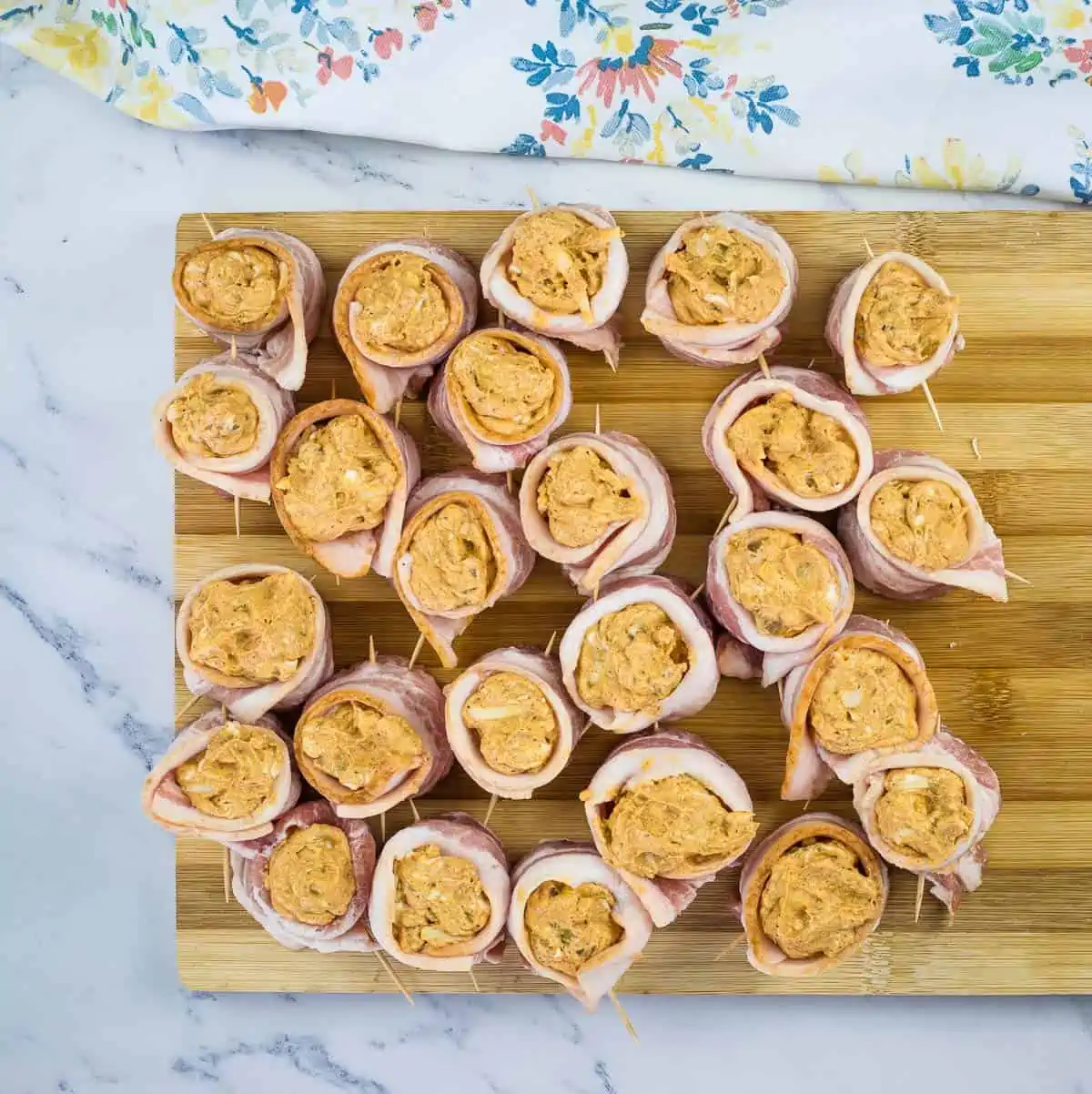 Filled pork shots ready for the smoker