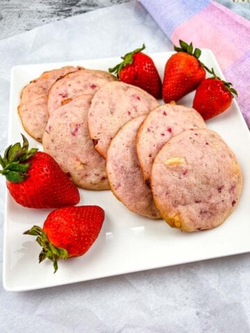 strawberry shortcake cookies on a plate