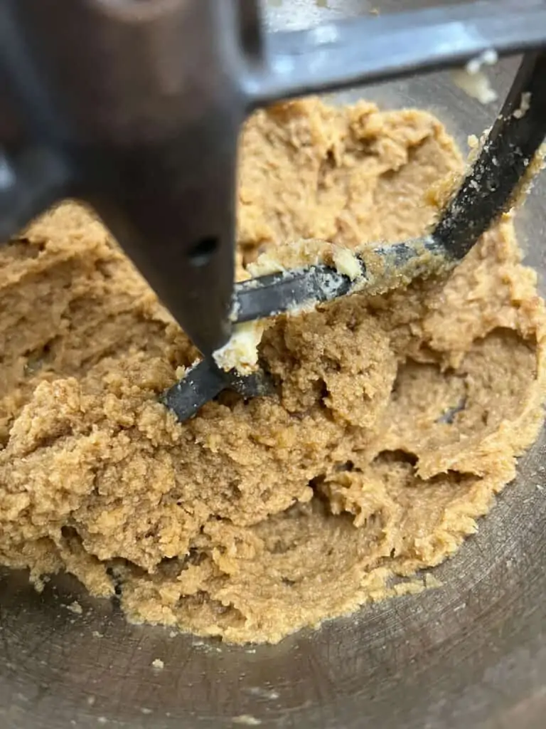 beaten butter and sugar and adding the eggs to the cookie dough