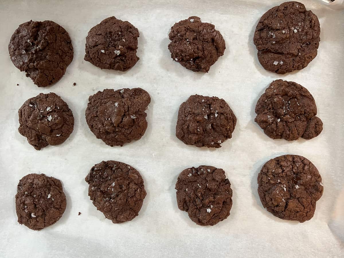 finished salted dark chocolate cookies