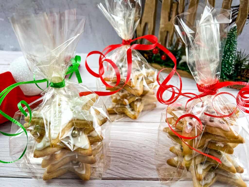 eggnog sugar cookies in gift bags
