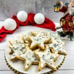 eggnog sugar cookies on a festive platter