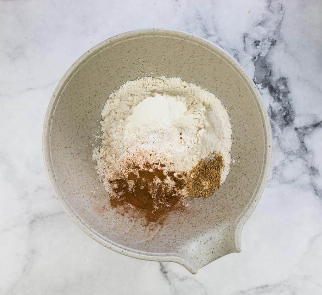 mixing the dry ingredients in a bowl