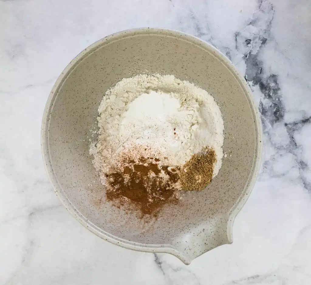 mixing the dry ingredients in a bowl