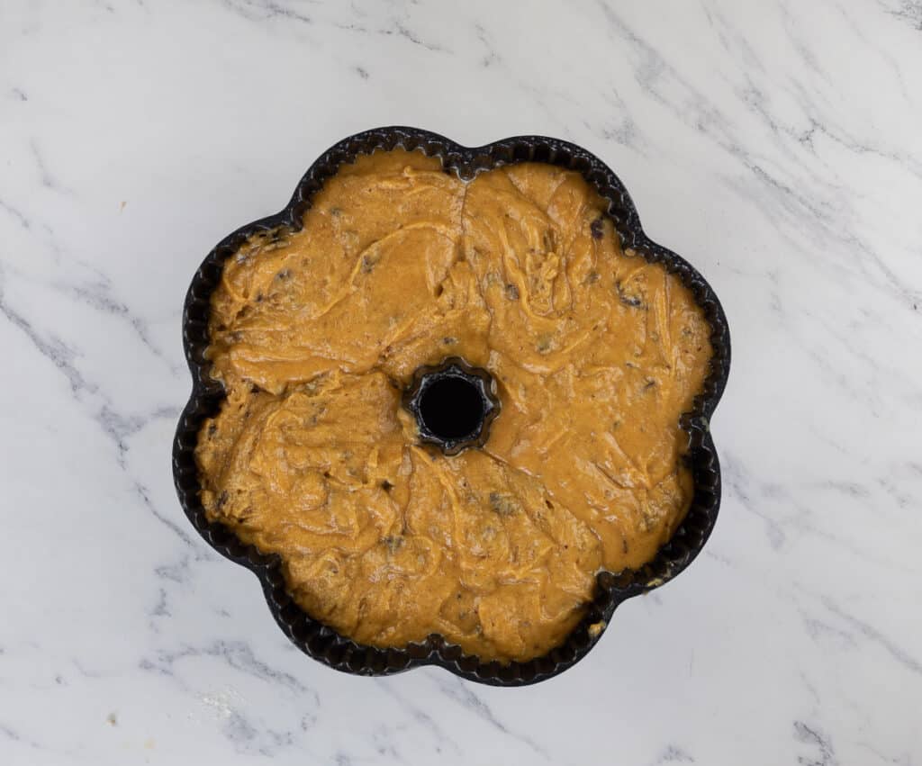 fill the pan with batter