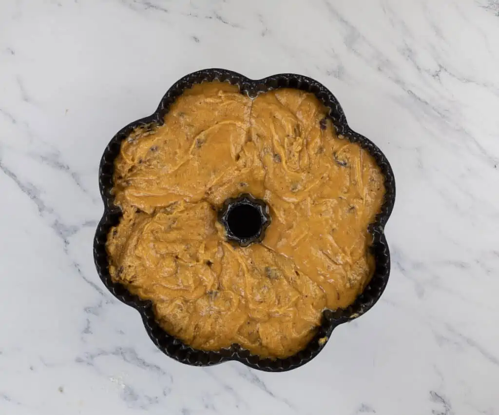 fill the pan with batter