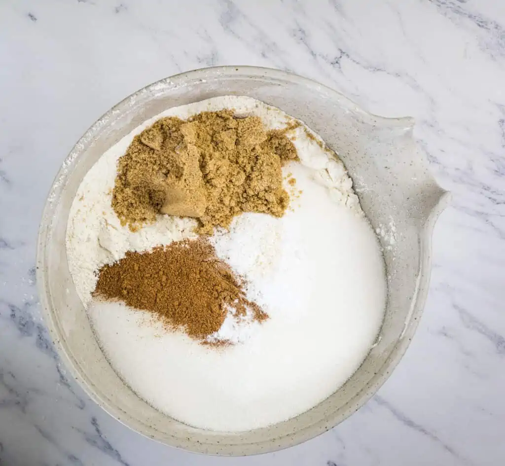 mixing the dry ingredients in a bowl