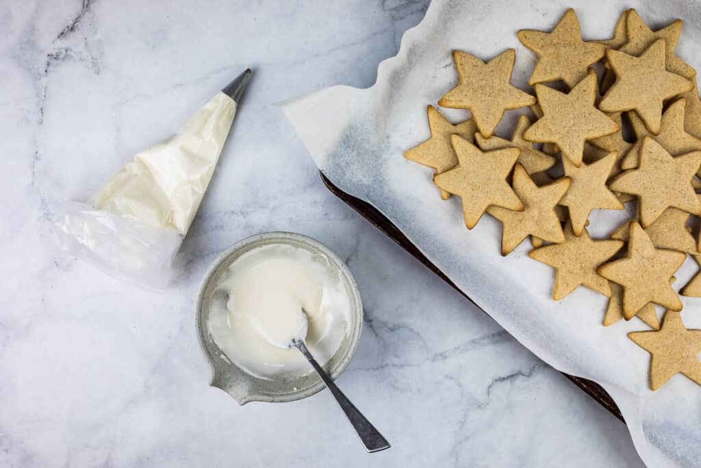 eggnog sugar cookies ready for icing