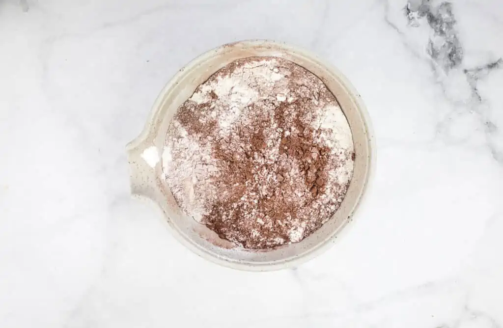 the dry ingredients mixed in a bowl