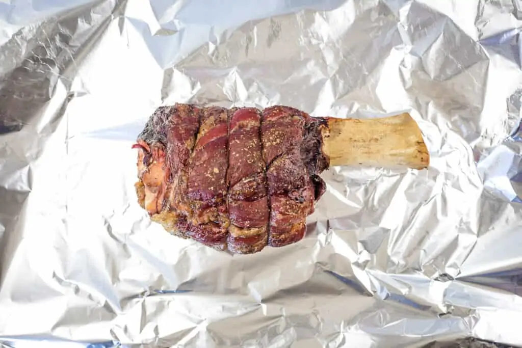 Smoked Thor's Hammer ready to wrap in foil.