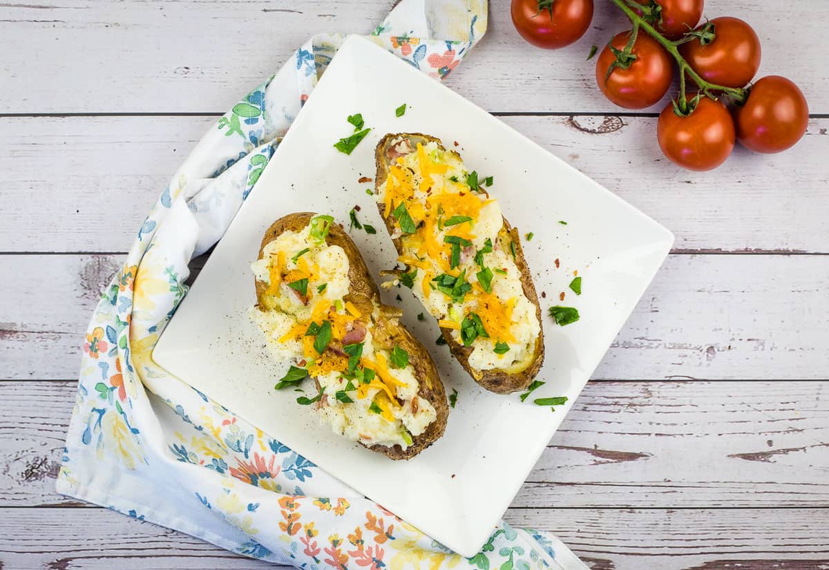 AD) potato slayer loaded double baked potatoes @Fire & Smoke