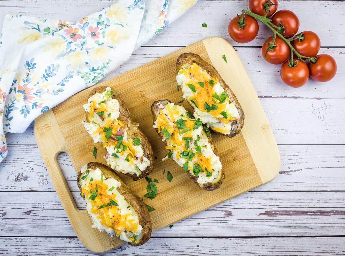 smoked double stuffed potatoes ready to eat