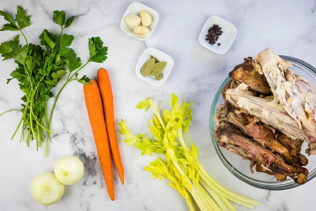 Ingredients to make Instant Precision Dutch Oven Turkey Stock.