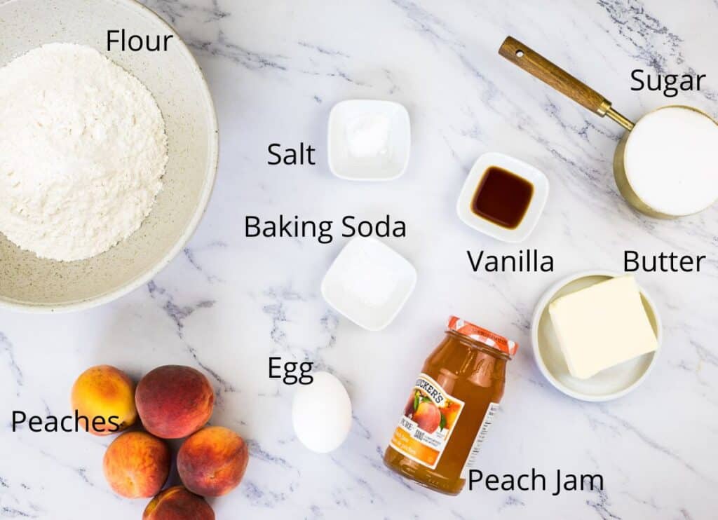 An image of cookie ingredients with labels.