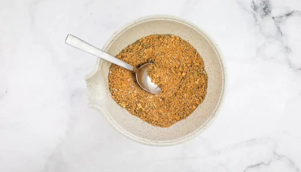 Spice rub mixed in a bowl.