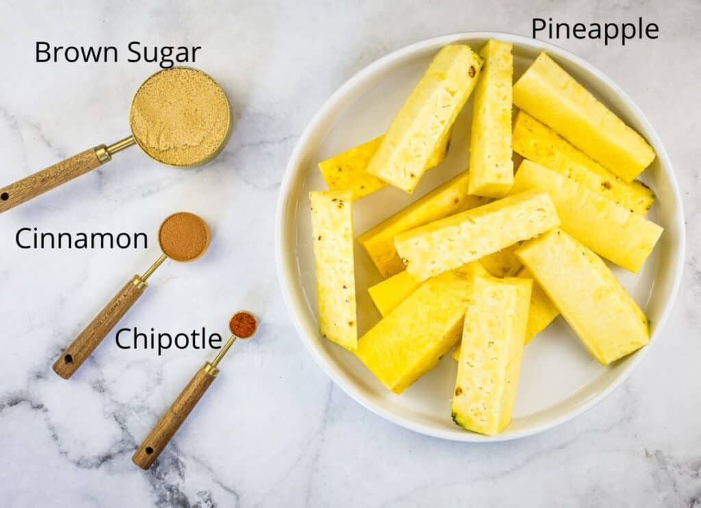 Smoked pineapple ingredients labeled.