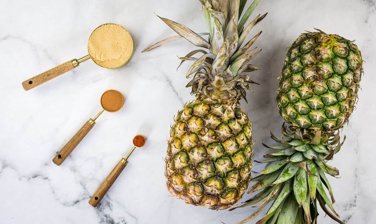 Sweet and spicy smoked pineapple ingredients.