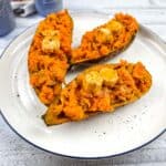 smoked sweet potatoes on a plate