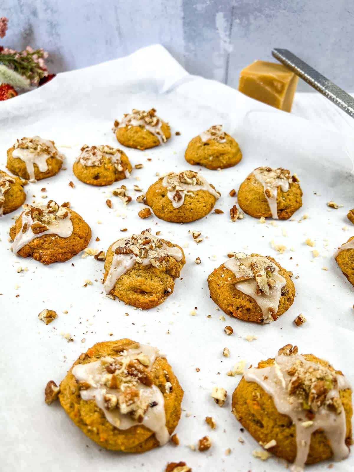 Sweet Potato Cookies with Pecans & Maple Glaze