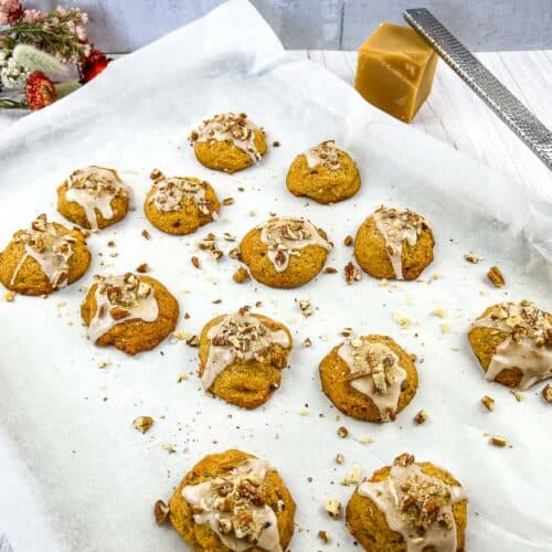 Sweet Potato Cookies with pecans and maple glaze