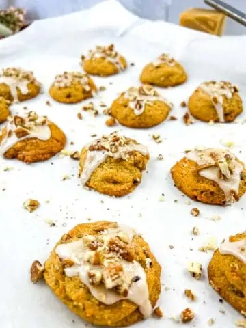 sweet potato cookies on a baking sheet.