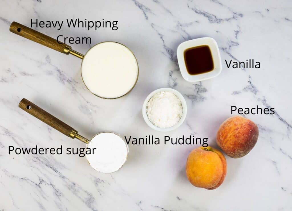 An image of topping ingredients with labels.