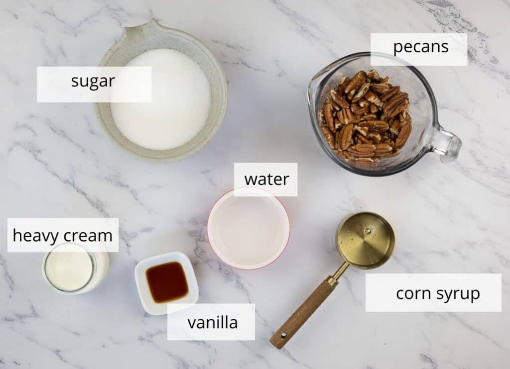 Labeled caramel topping ingredients.