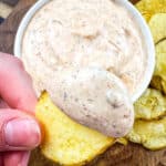 Cajun dip on a potato chip.