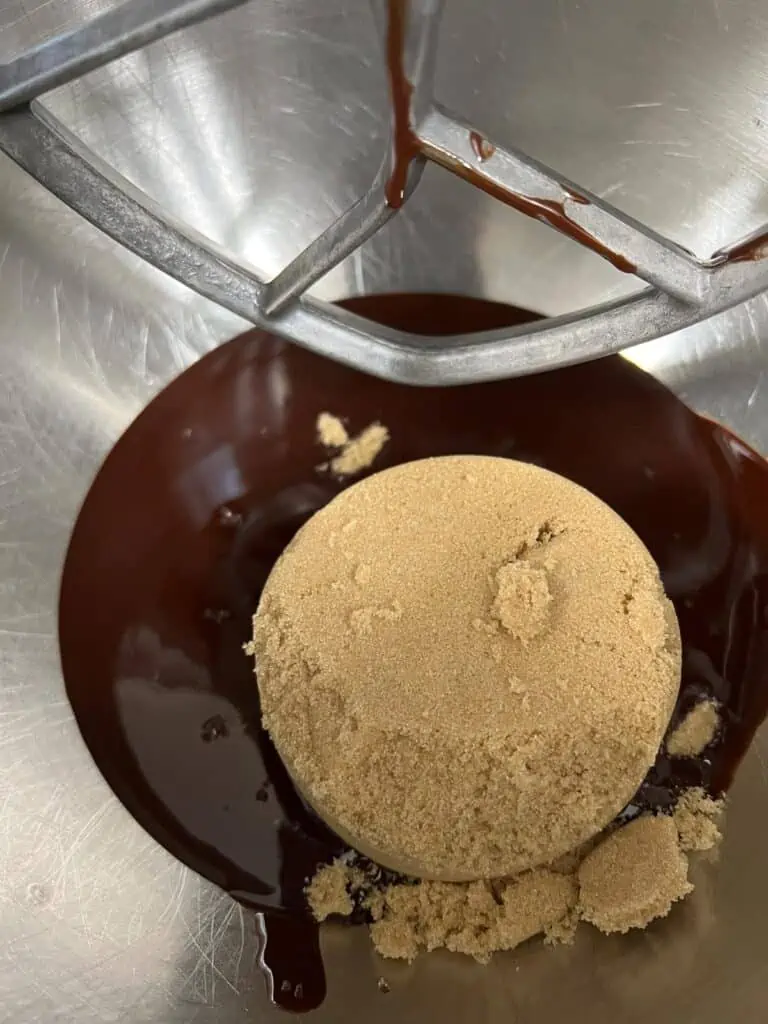Brown sugar added to the chocolate mixture.