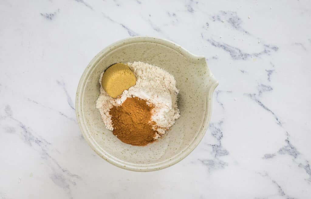 Ingredients for topping combined in a bowl.