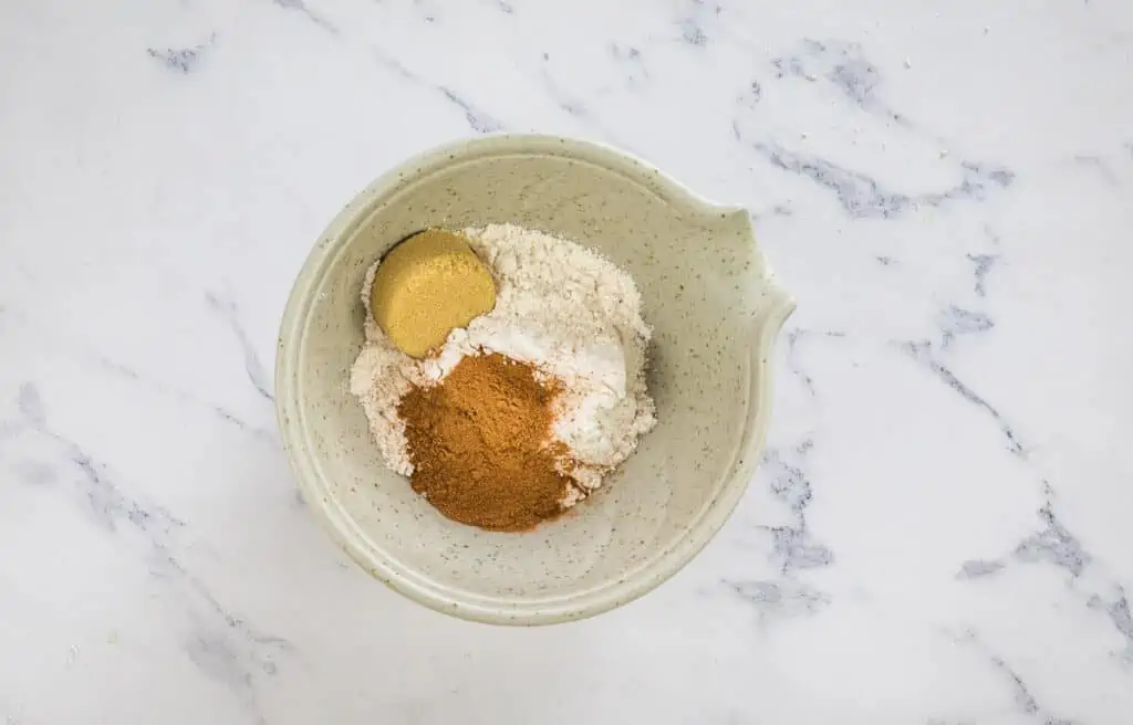 Ingredients for topping combined in a bowl.