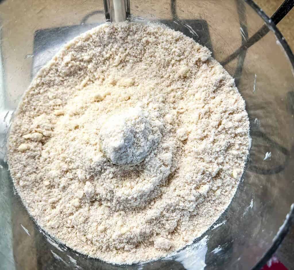 Coarse crumbs after being pulsed in the food processor.