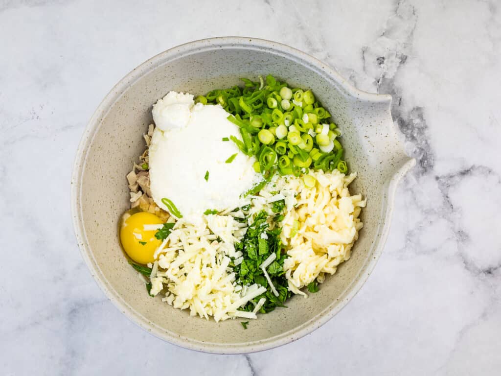 The filling ingredients in a bowl.