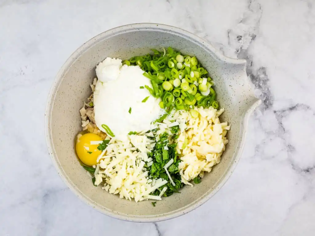 The filling ingredients in a bowl.