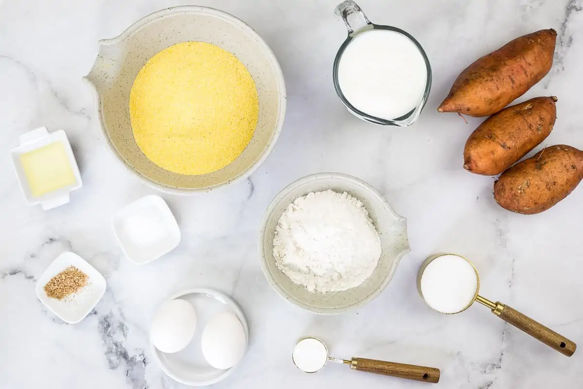 Ingredients to make Sweet Potato Cornbread.