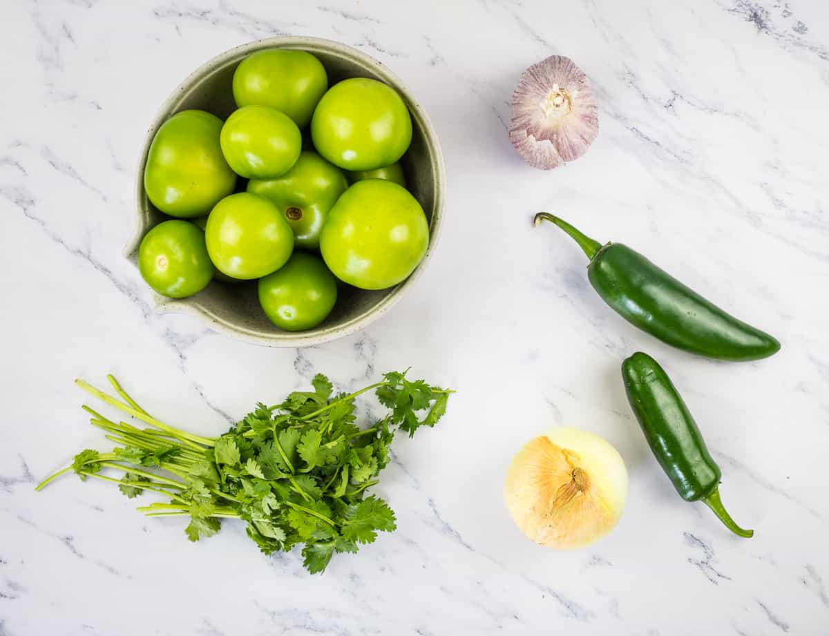Tomatillo sauce ingredients.