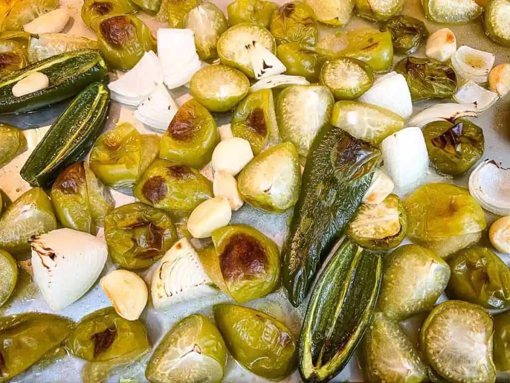 Roasted veggies ready for blending.